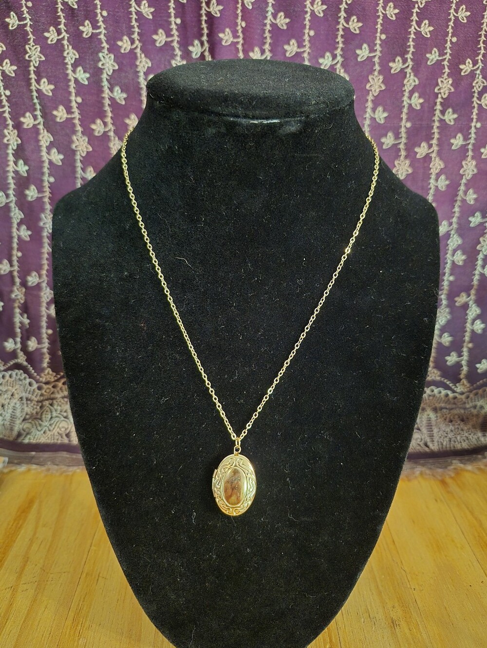 Gold-Tone Oval Locket Necklace